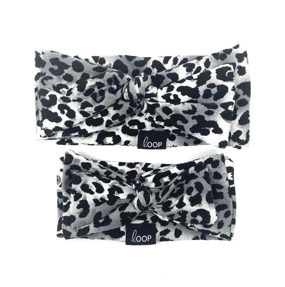 Winter Leopard Jersey Bow